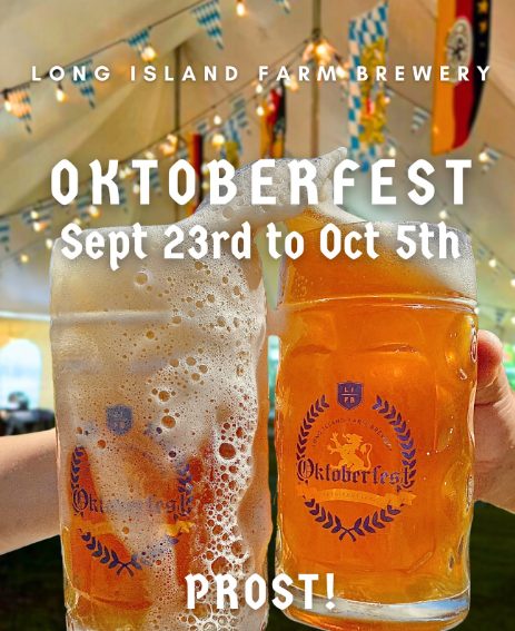 Long Island Farm Brewery Oktoberfest celebration with craft beer, German food, and live music